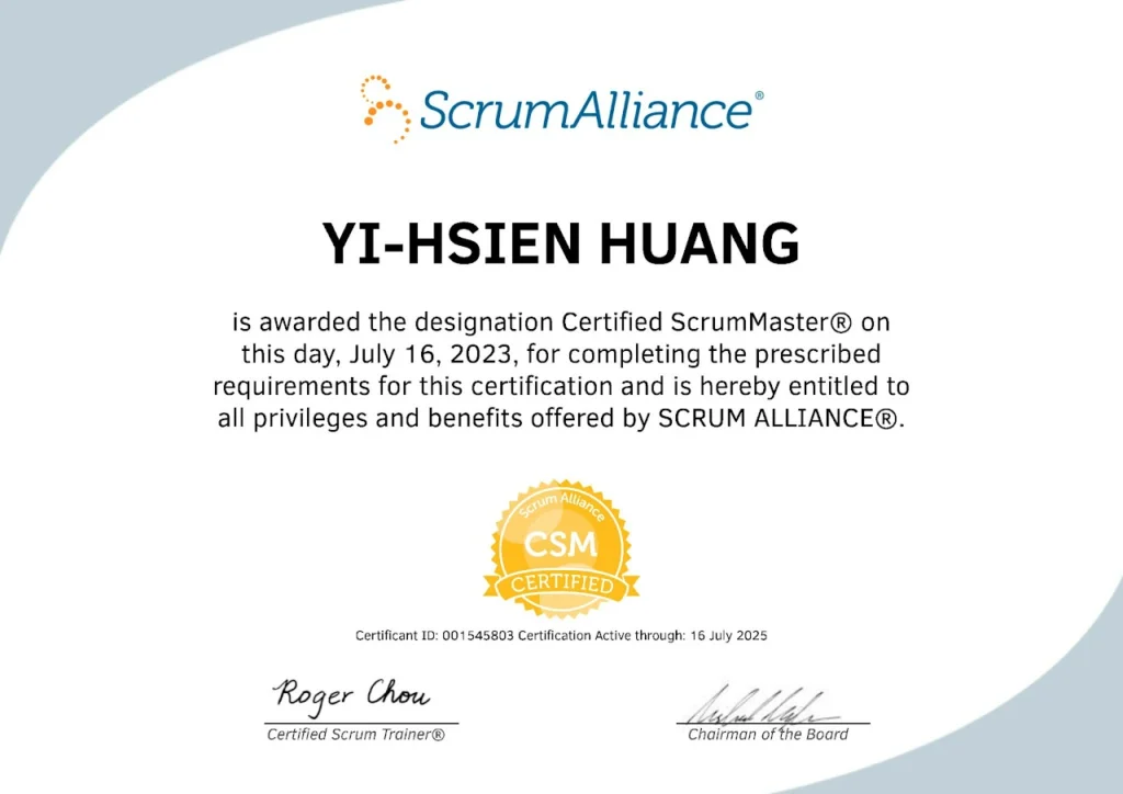 From a conversation with one CEO, I have expanded my plan to train 100 CEOs to 200 5 The first CSM certificate issued by Dr. Roger using his own name