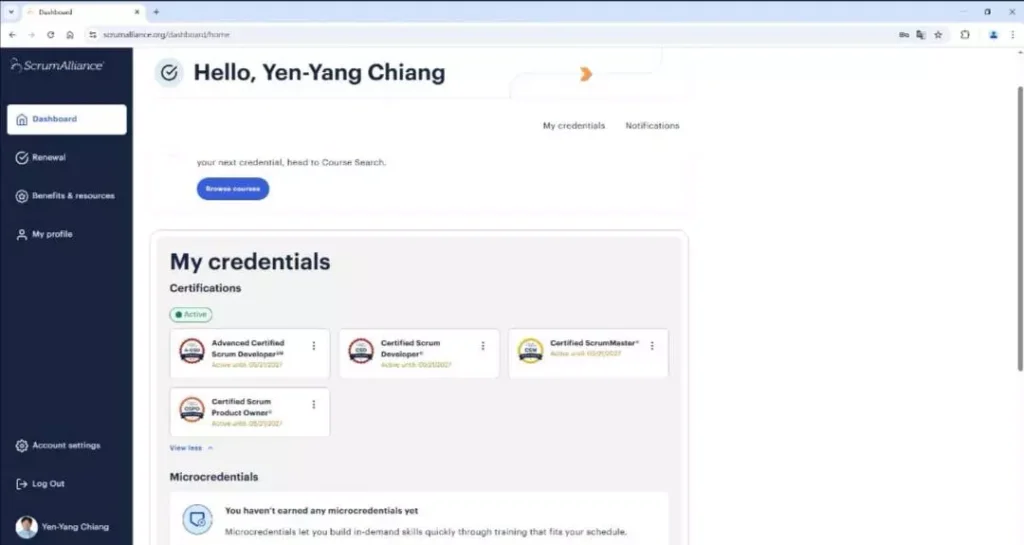 原來CSM/CSPO證照沒有失效的機制! 那真是太好維護了 2 衍洋的證書除了CSM、CSPO、CSD以外,還多了一張A-CSD