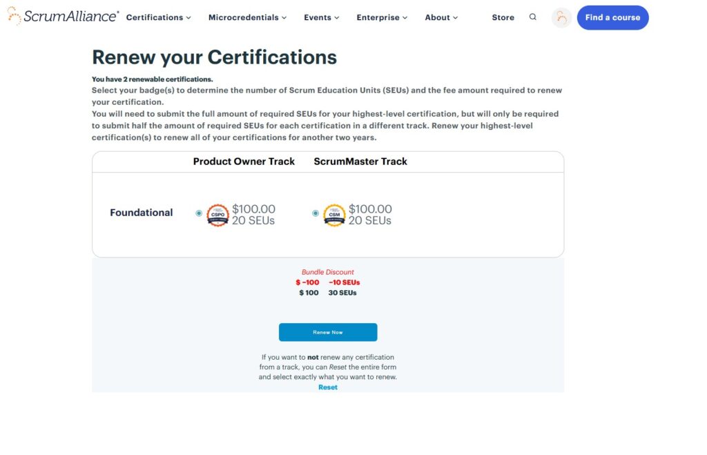 兩張證照一起換證 第二張證照為SEU的一半, 所以是總共30個SEU、100美金，即可換證兩張證照