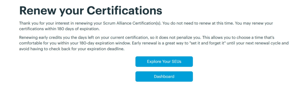 學員更新完SEU後, 卻要等證照到期前180天才能換證