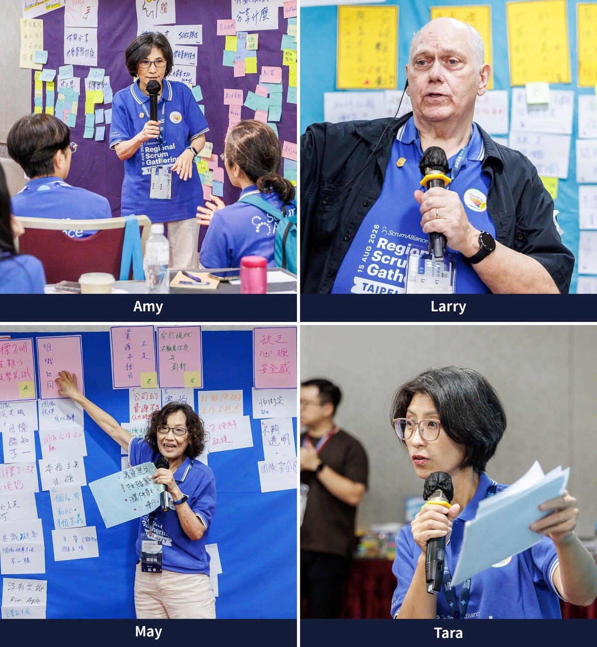 This Isn't Just Another Regional Scrum Gathering: When Scrum Walks Into the CEO's Decision Room 6 The four facilitators who carried the day's co-creation together (clockwise from top left: Amy, Larry, May, Tara)